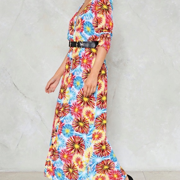 Nasty Gal Colorful Maxi Dress / Kimono Duster - Long sleeve Button front | Small - Picture 5 of 12